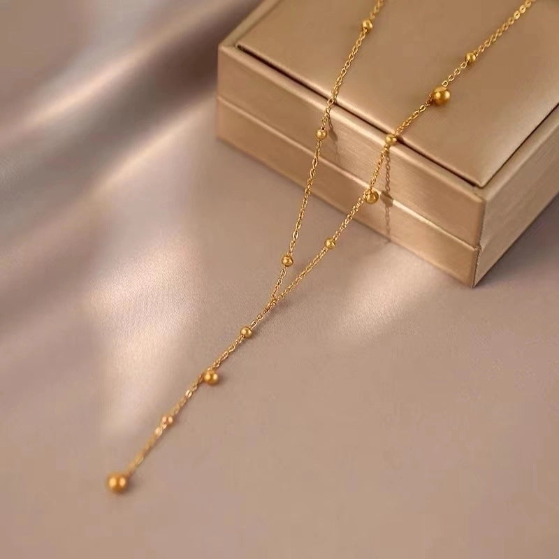 Minimalist Ball Titanium Steel Plating Long Necklace