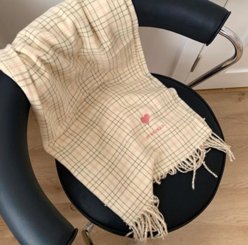 Fresh New Retro Scarf  Versatile Warm Embroidered Lovely Tassel Scarf For Students Women Winter