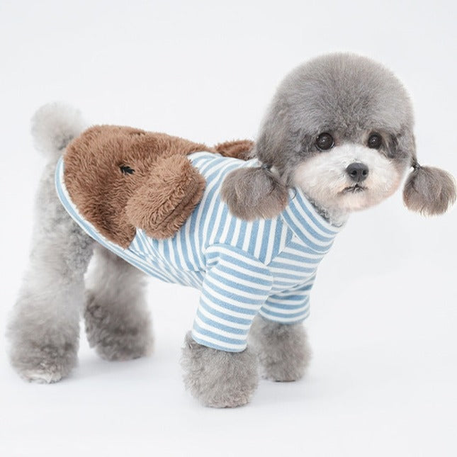 Furry Bear Striped Two-Legged Dog Clothes