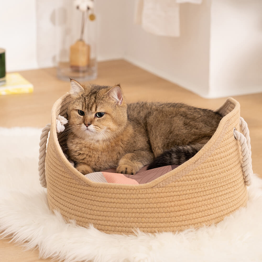 Straw Durable Handmade Cradle Pet Wicker Cat Bed