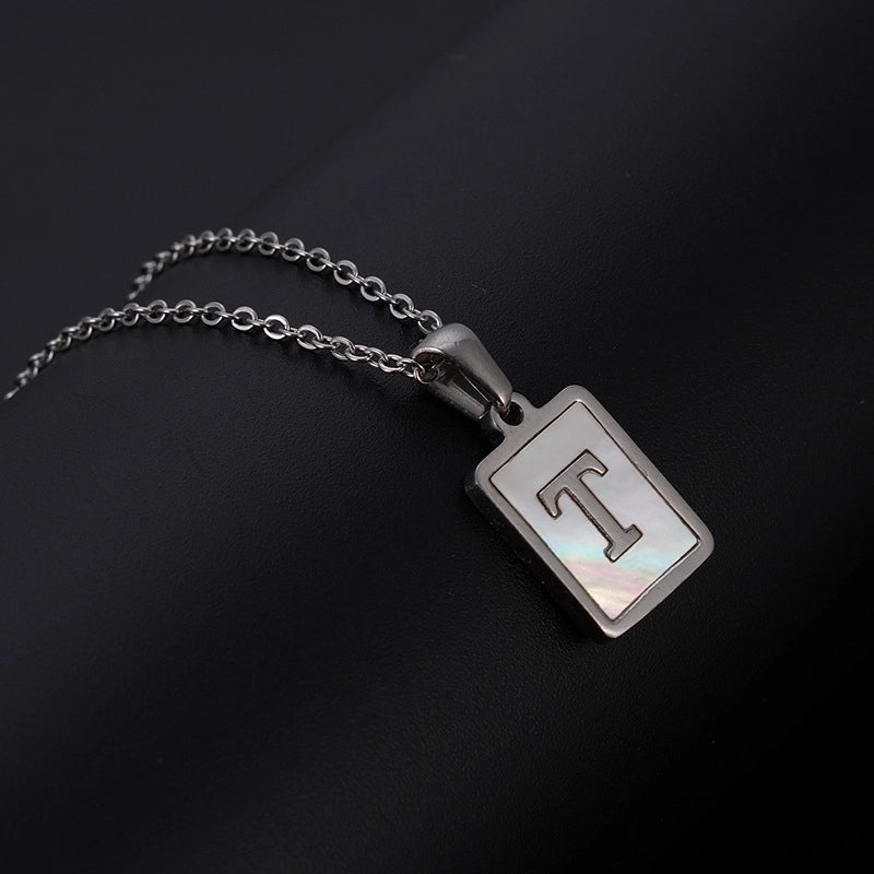 Minimalist Letter Rectangle 304 Stainless Steel Titanium Steel Shell 18K Gold Plated Plating Pendant Necklace