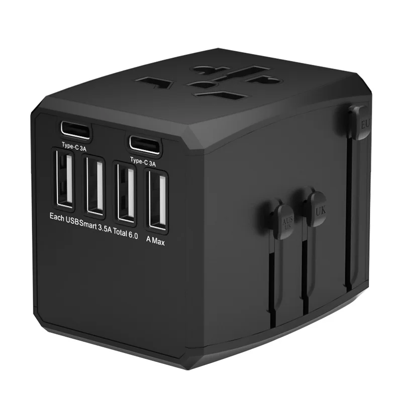 kebaolong Travel Adapter All in One Universal Travel Adaptor Wall AC Power Plug Adapter Wall Charger with 4 USB Charging Ports