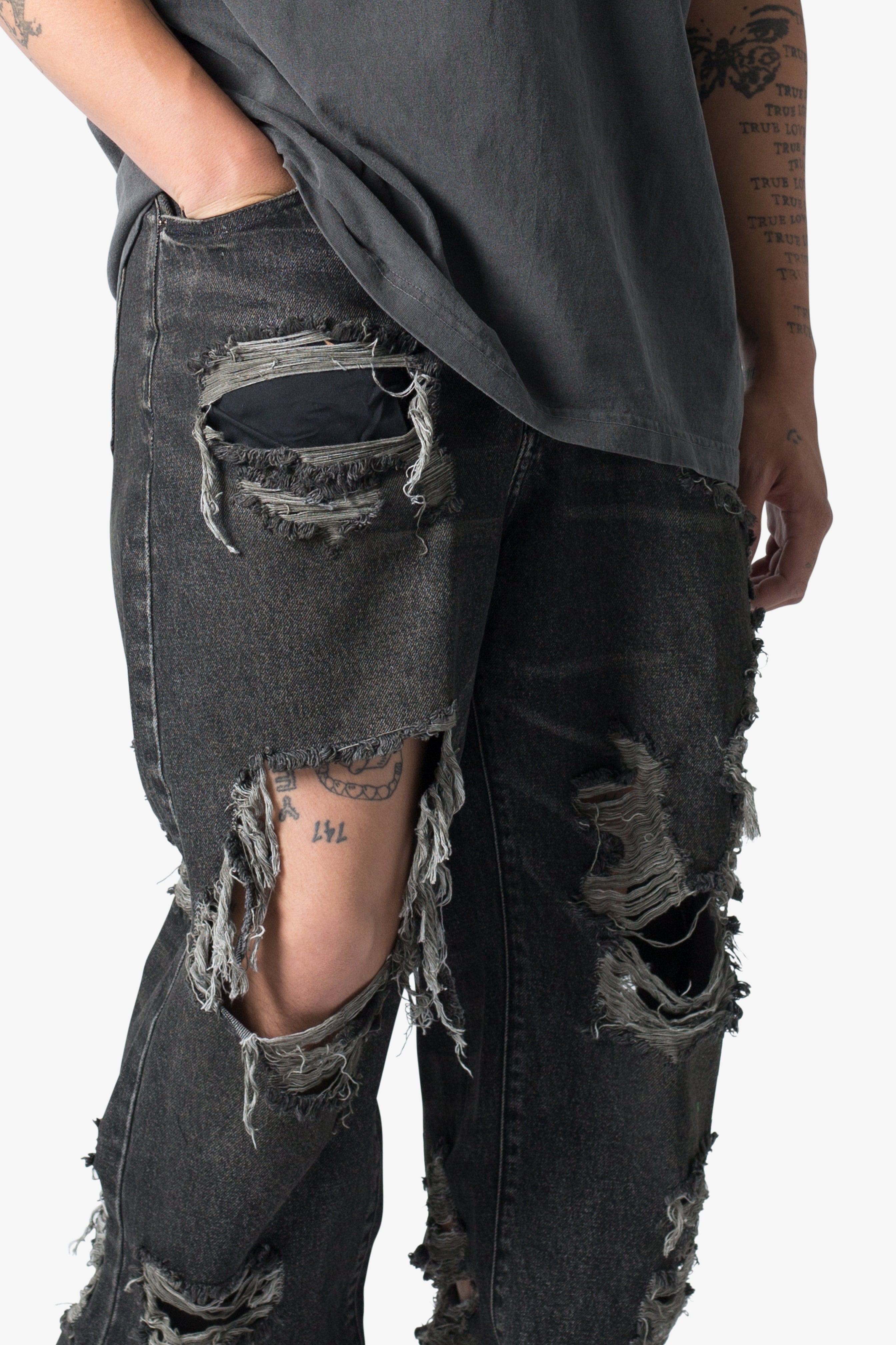 Ultra Baggy Decimated Denim - Black