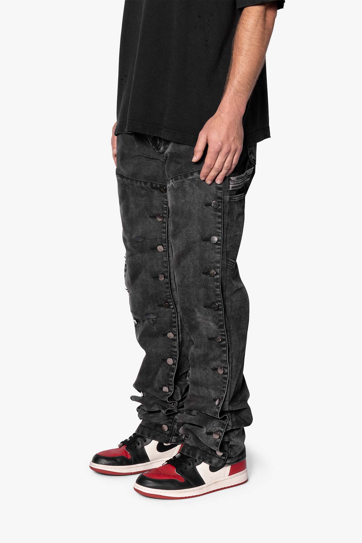 V624 Snap Off Baggy Pants - Vintage Black