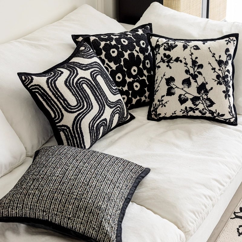 Black Sofa Pillowcase  Modern Simple Living Room Decorative Pillow Bedside Cushion Bed Backrest