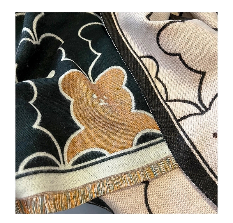 Women's Modern Style Bear Imitation Cashmere Scarf