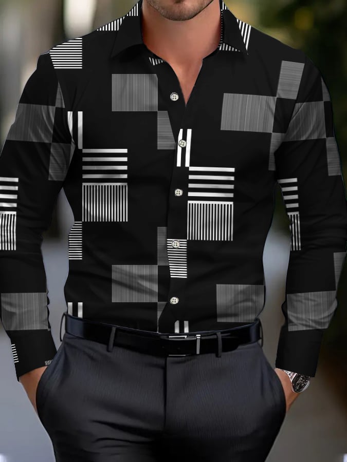 Men's Geometric Print Business Shirt