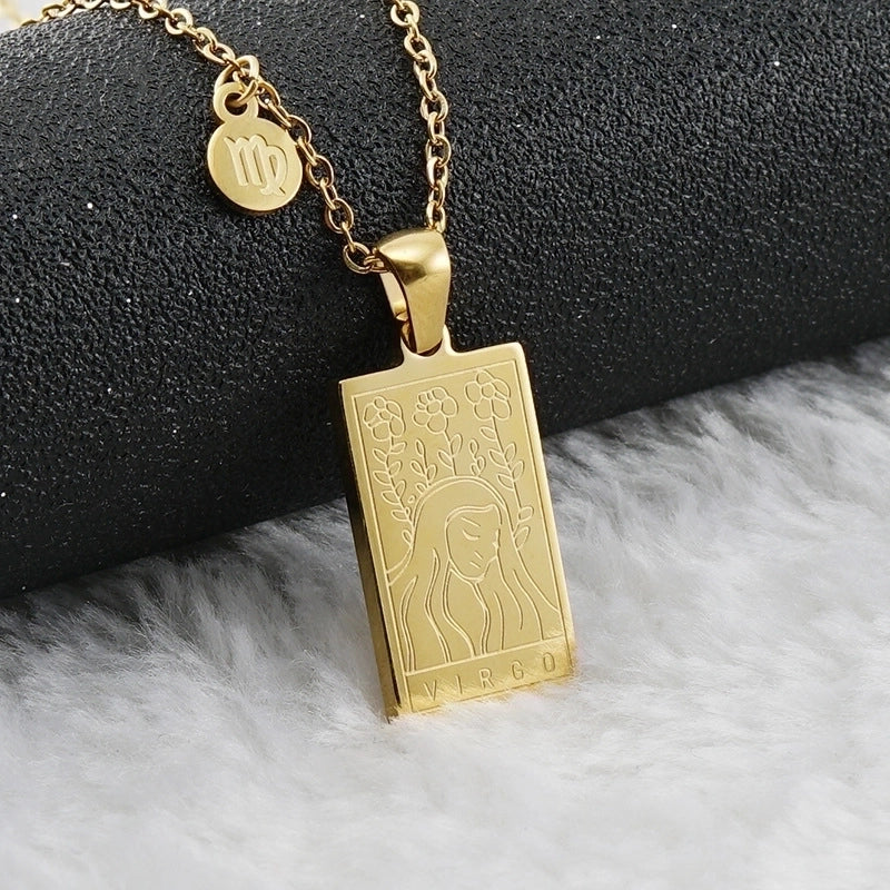 Fashion Square Constellation 304 Stainless Steel 18K Gold Plated Plating Stainless Steel Necklaces