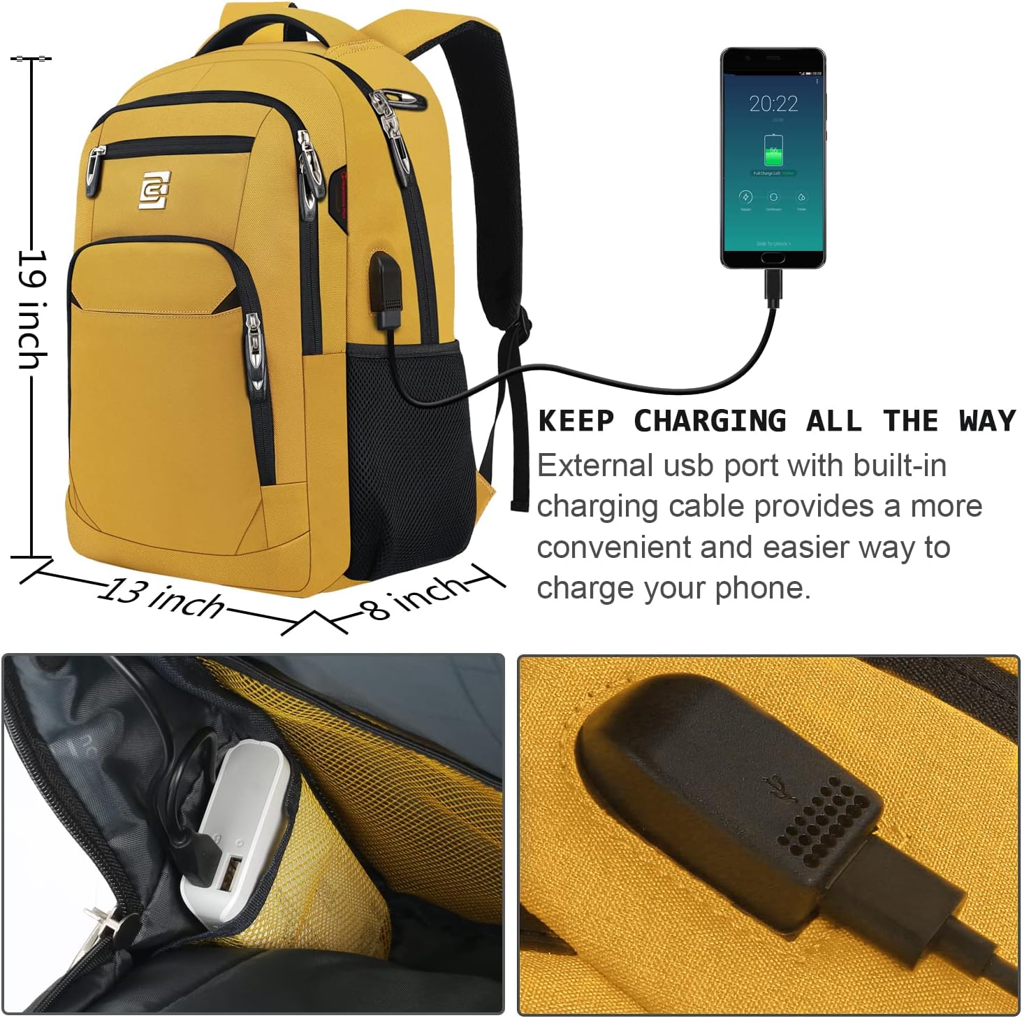 Laptop Backpack,Business Travel Anti Theft Slim Durable Laptops Backpack with USB Charging Port,Water Resistant College Computer Bag for Women & Men Fits 15.6 Inch Laptop and Notebook - Black