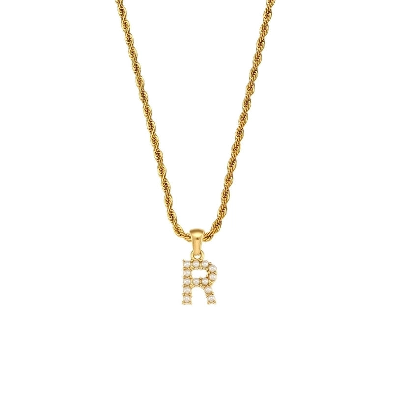 Fashion Letter 304 Stainless Steel Pearl 18K Gold Plated Plating Inlay Pendant Necklace