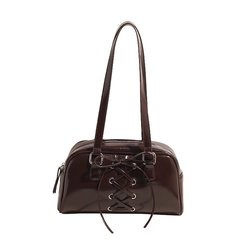 Women's Medium Pu Leather Solid Color Elegant Streetwear Sewing Thread Square Zipper Handbag