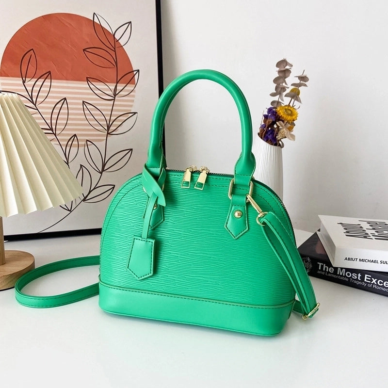 Women's Pu Leather Solid Color Elegant Classic Style Shell Zipper Shoulder Bag Crossbody Bag Dome Bag