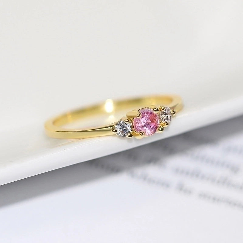 Shiny Geometric Copper Gold Plated Zircon Rings