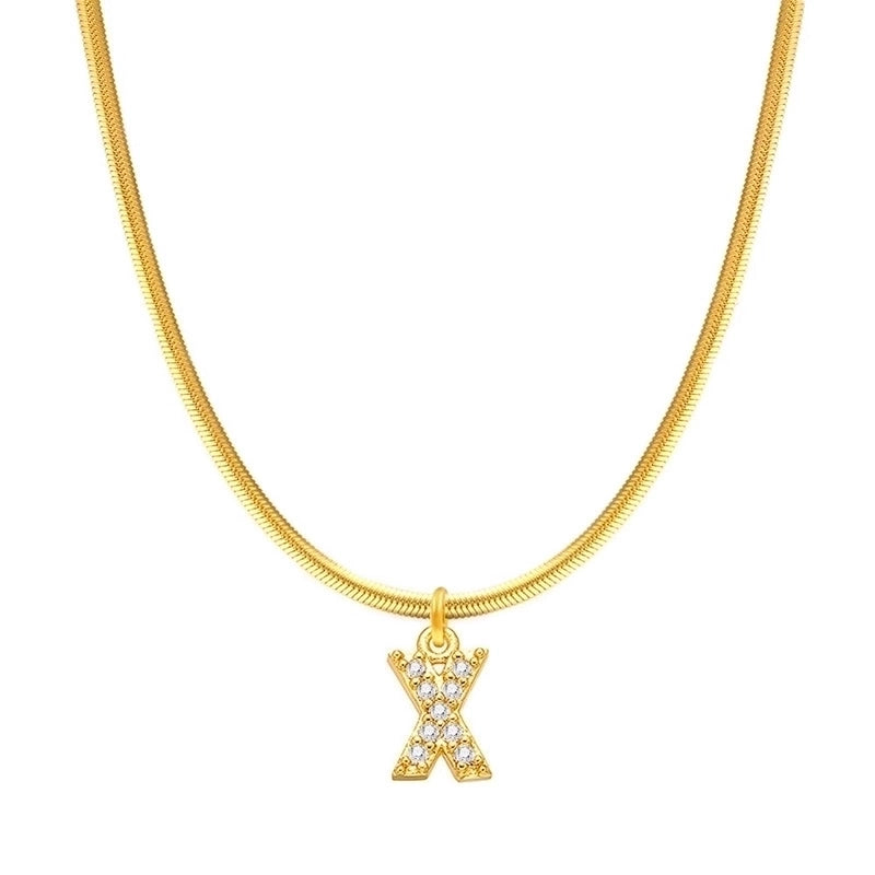 304 Stainless Steel Copper Retro Classic Style Inlay Letter Zircon Pendant Necklace