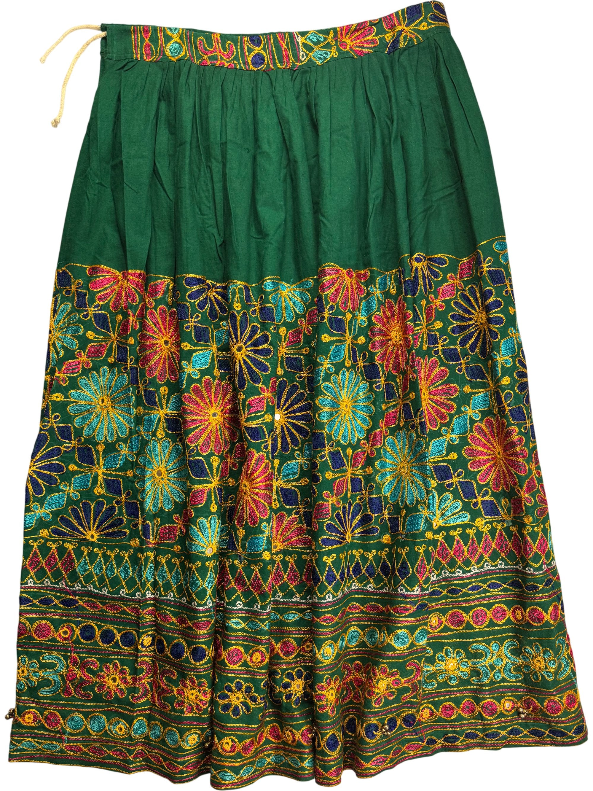 Vintage Green Floral Embroidered Skirt