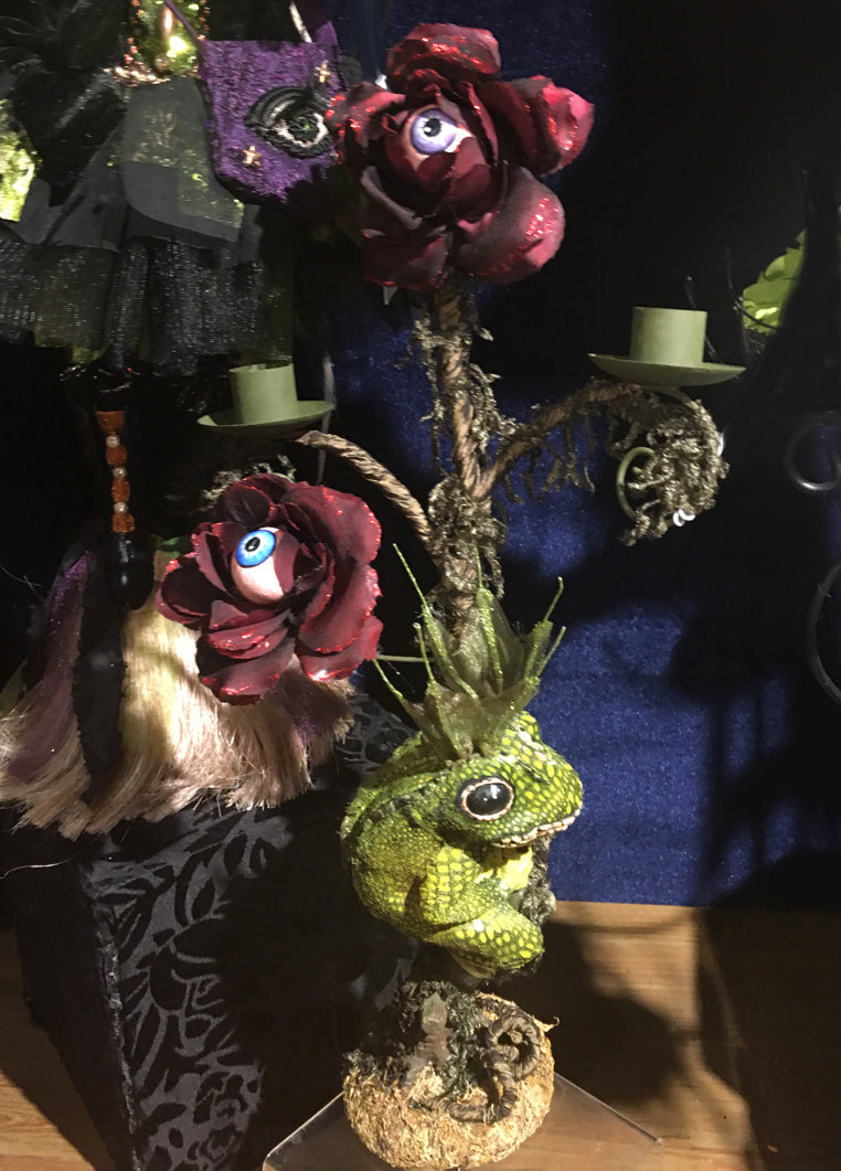 Katherine's Collection Lizard & Eyeball Rose Candle Holder