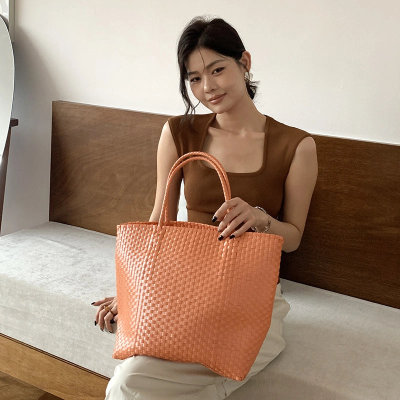 Women's Large PVC Solid Color Streetwear Square Open Handbag