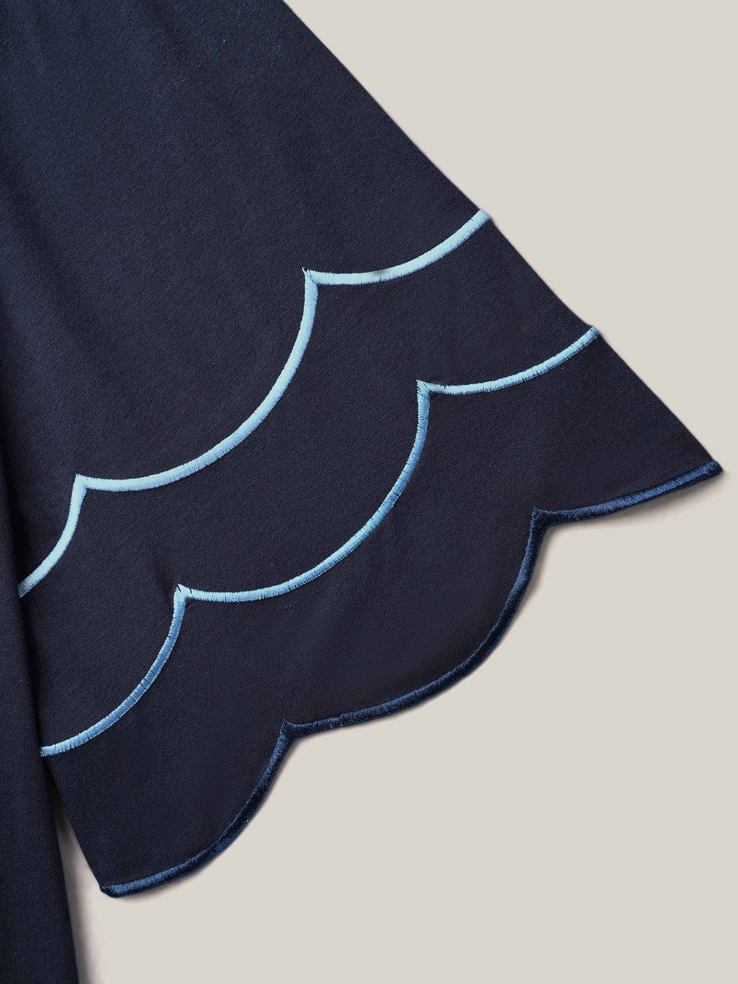 Embroidered Trumpet Sleeve V-Neck T-Shirt