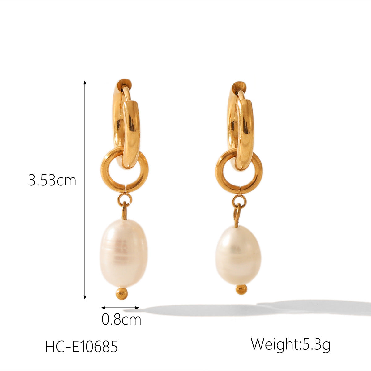 Ins Titanium Steel Earrings Female Freshwater Pearl Earrings Earrings Stainless Steel Earrings