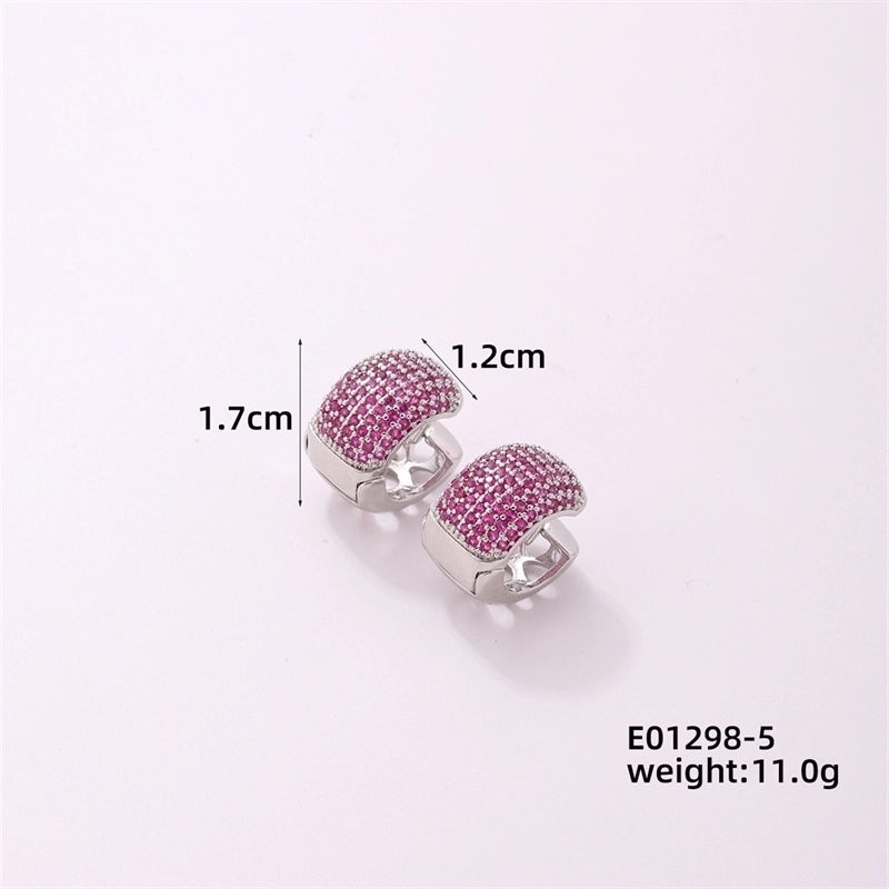 1 Piece Casual Minimalist Geometric Copper Zircon Gold Plated Silver Plated Huggie Earrings
