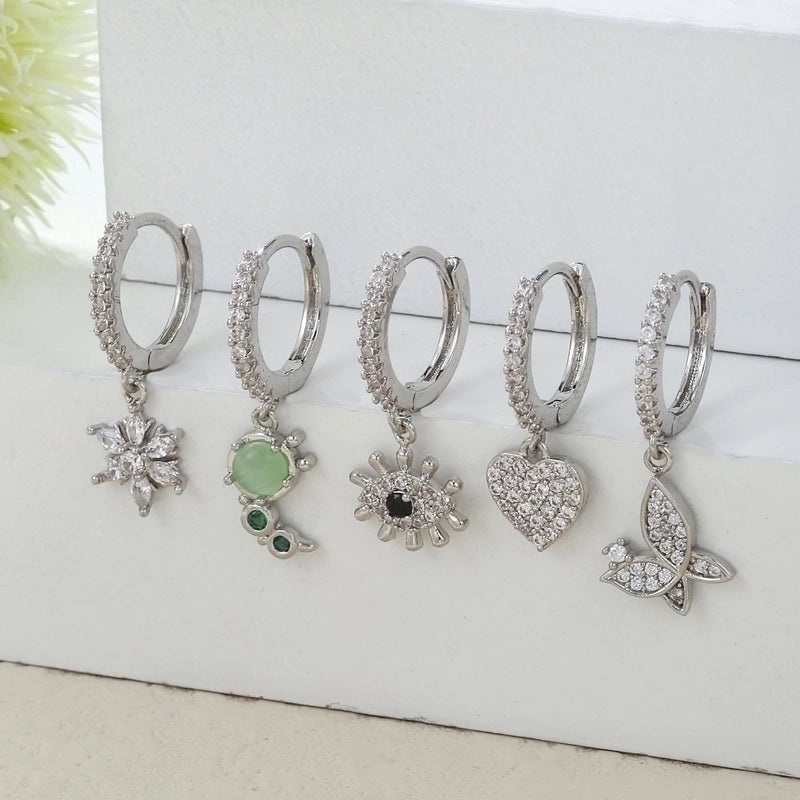 1 Piece Fashion Eye Butterfly Inlaid Zircon Copper Drop Earrings