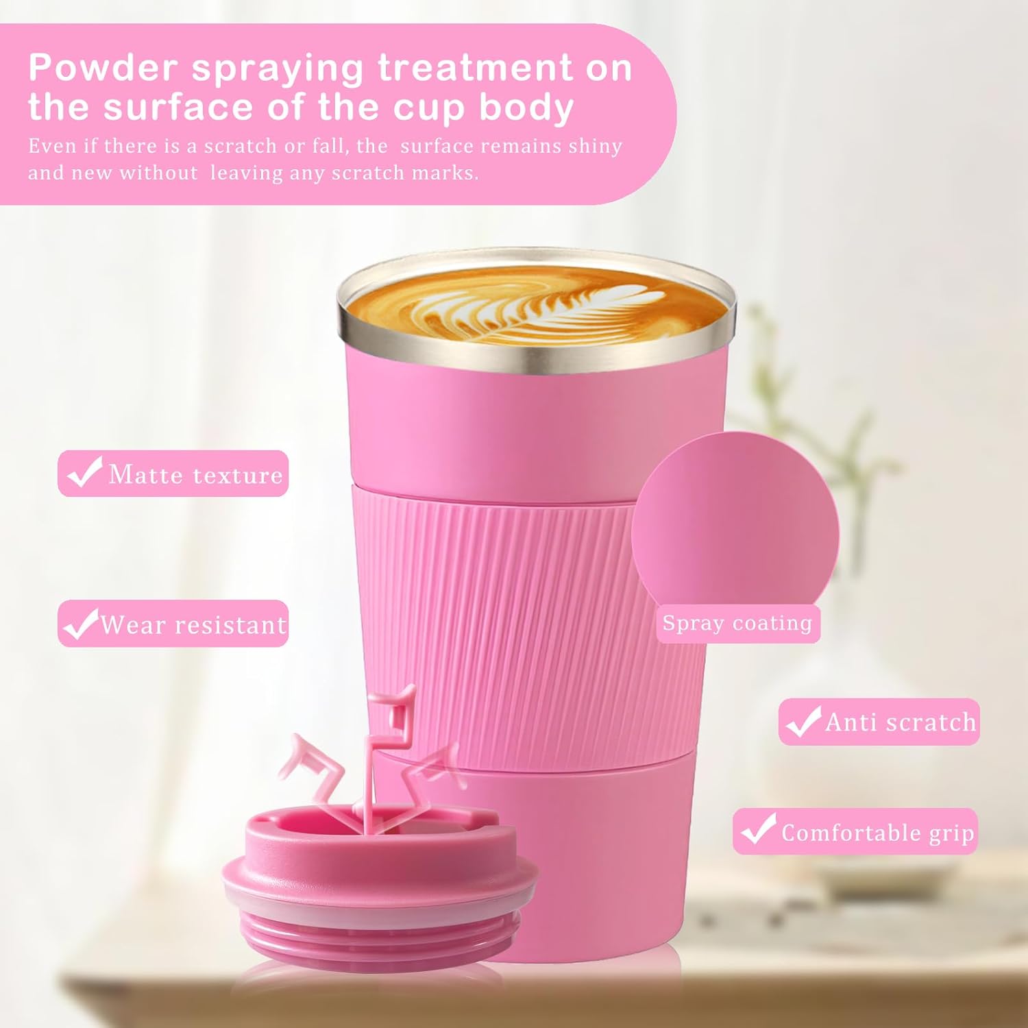 Senshuomy Travel Mug, Insulated Coffee Cup with Leakproof Lid, Reusable Coffee Cups Travel Cup, Stainless Steel thermaol Mug for Hot Cold Drinks (Green 380ml)