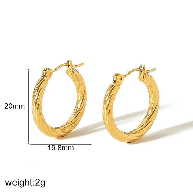 1 Pair Minimalist Circle Plating 304 Stainless Steel Hoop Earrings