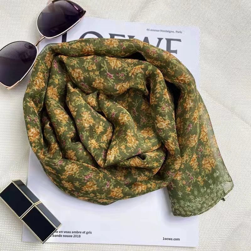 Women's Sweet Minimalist Color Block Georgette Printing Silk Scarf