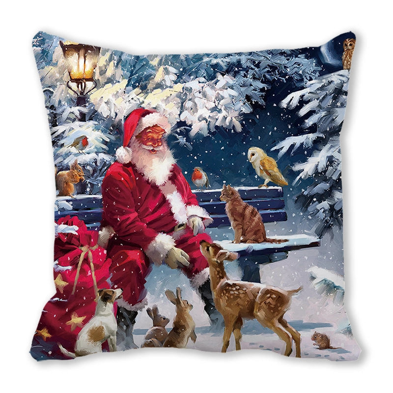 Christmas Pastoral Santa Claus Chemical Fiber Pillow Cases Couch & Sofa Decor