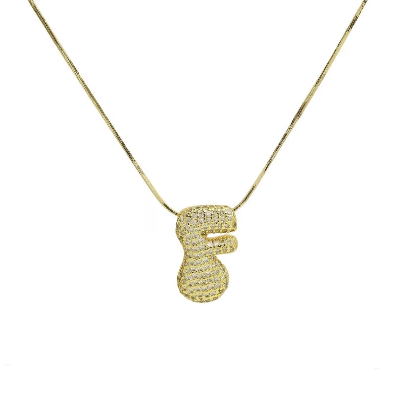 Minimalist Classic Style Letter Copper Plating 18K Gold Plated Pendant Necklace