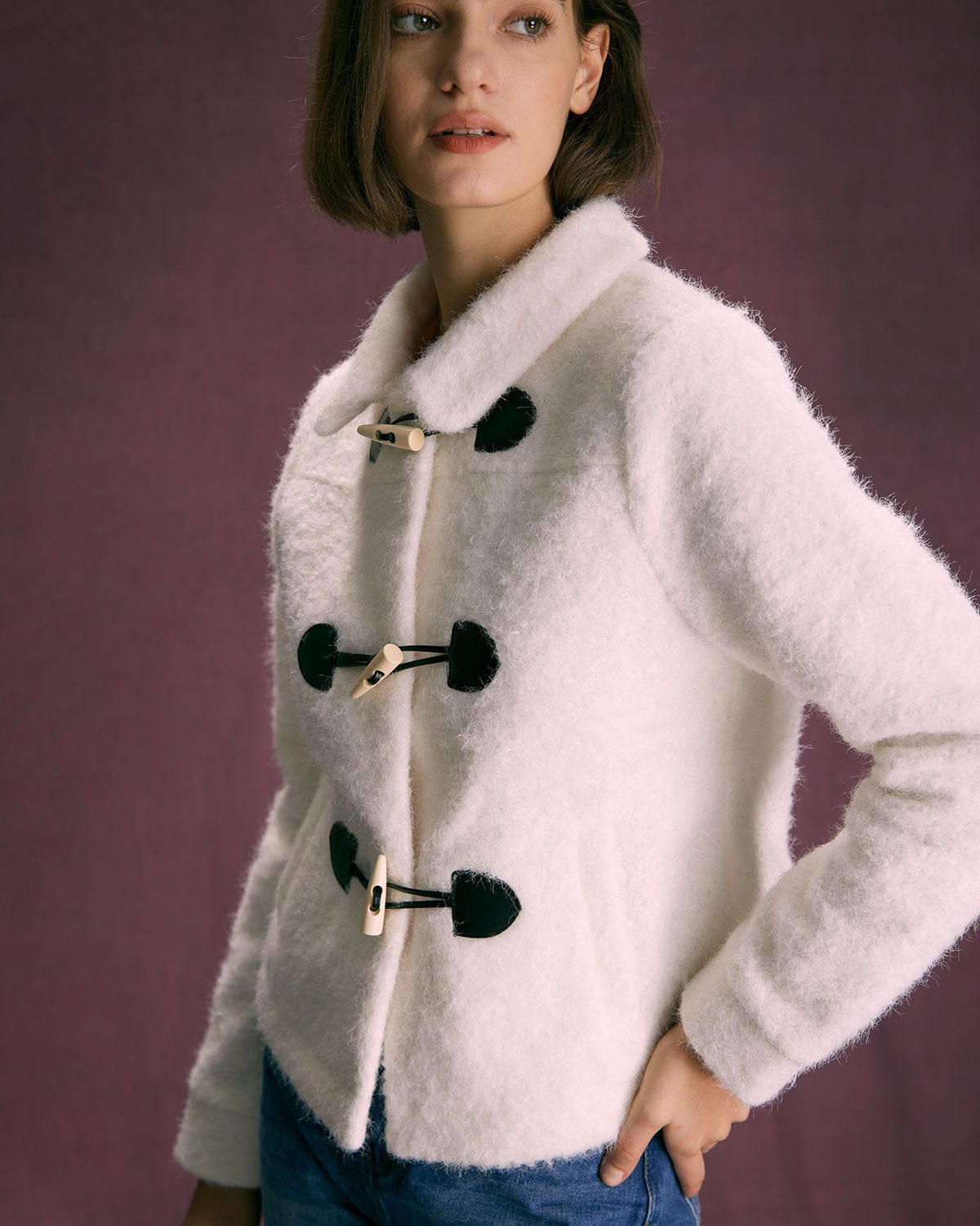 The White Horn Button Long Sleeve Jacket