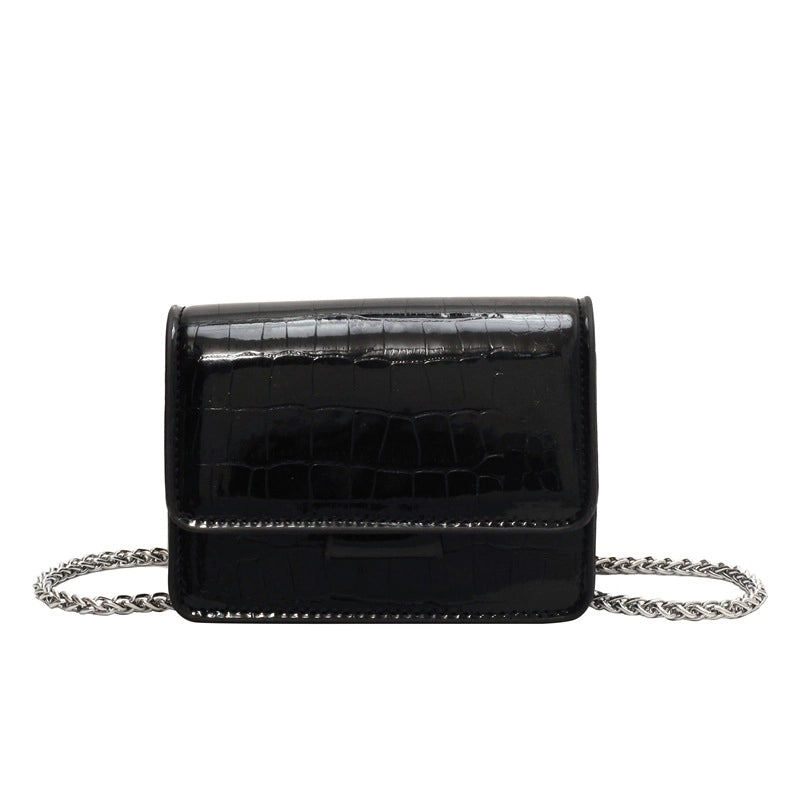 Women's Pu Leather Solid Color Crocodile Streetwear Square Magnetic Buckle Crossbody Bag