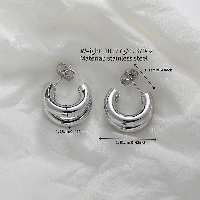 1 Pair Minimalist Classic Style Solid Color Polishing Plating Stainless Steel 18K Gold Plated Ear Studs