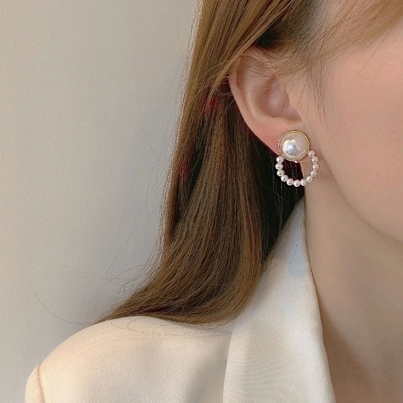 1 Pair Minimalist Round Inlay Alloy Zircon Ear Studs