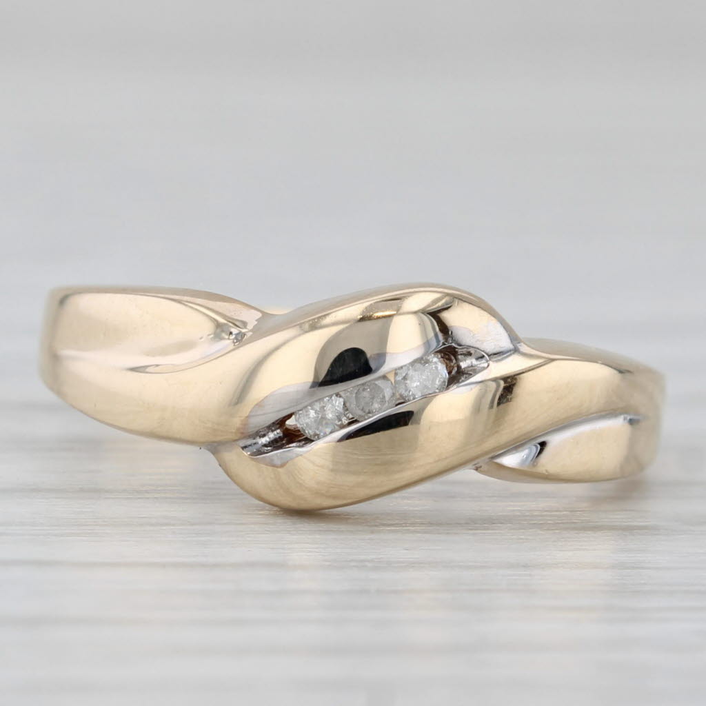 Diamond Bypass Ring 10k Yellow Gold Size 6.75 Band