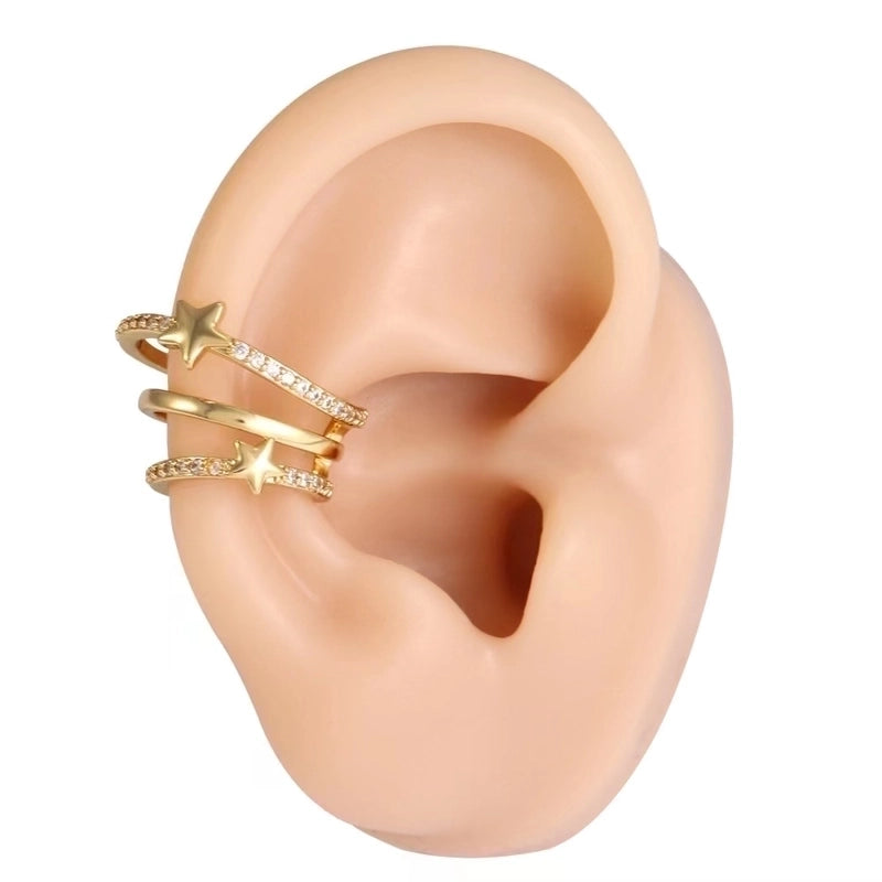 1 Piece IG Style Elegant Geometric Inlay Copper Zircon 18K Gold Plated Ear Cuffs