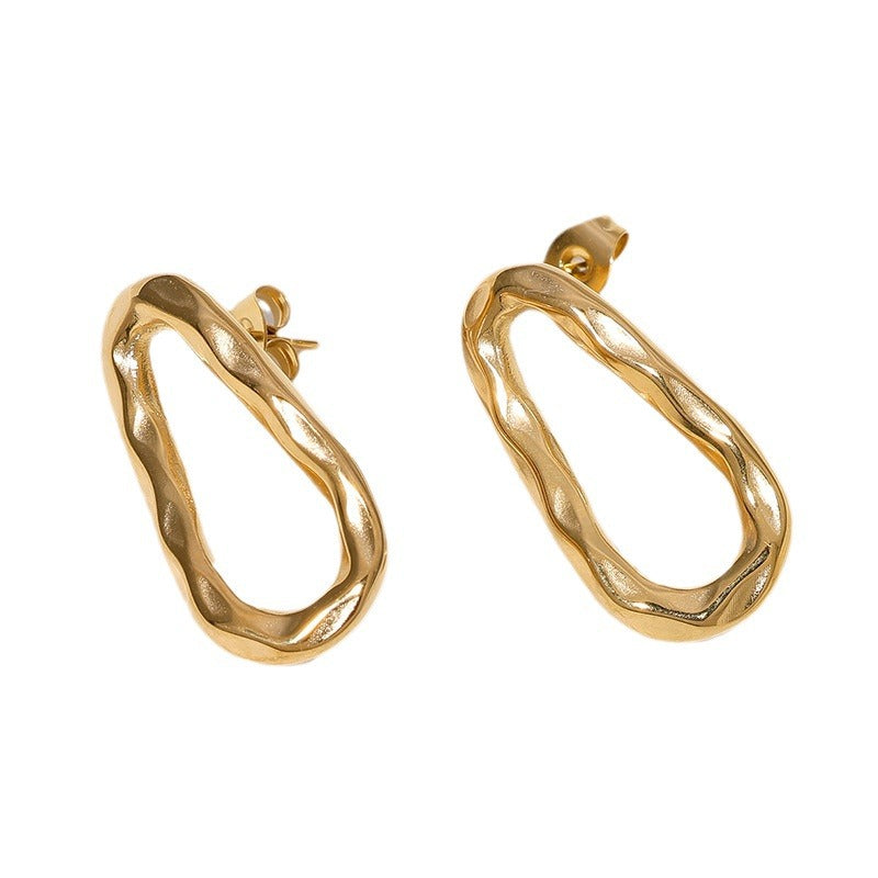 Ellipse Geometric Stainless Steel Electroplating Stud Earrings