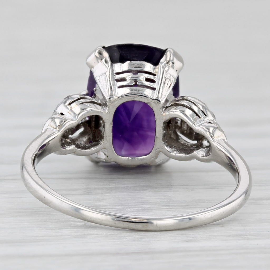 4.05ctw Cushion Amethyst Diamond Ring Platinum Size 7.5