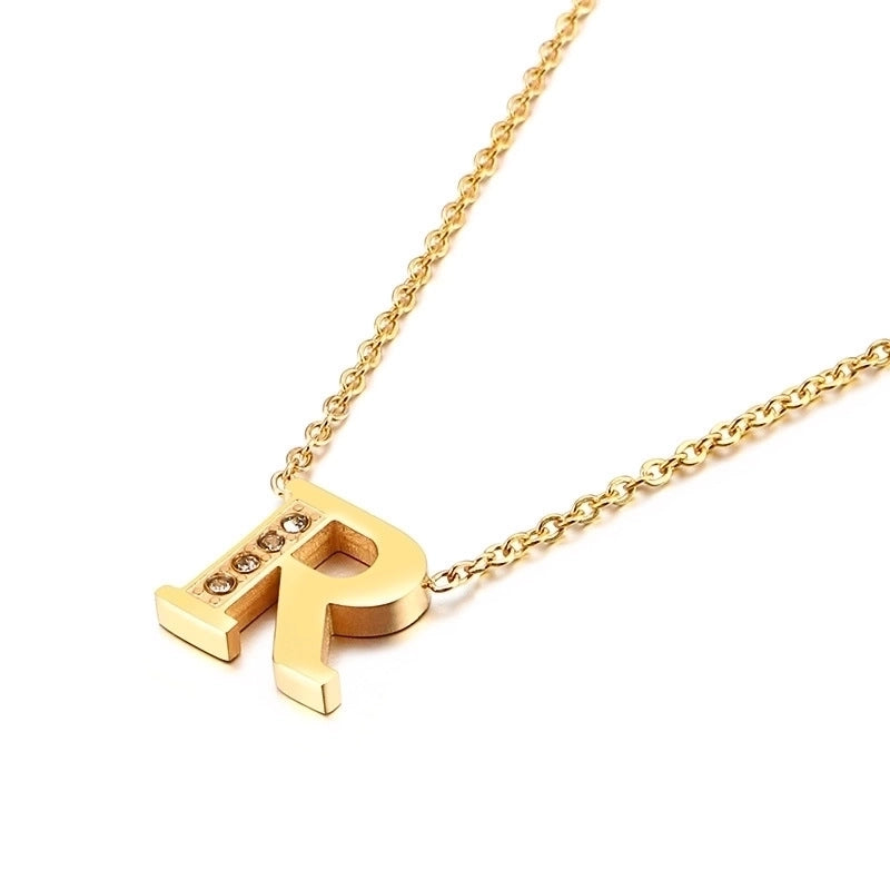 Letter Titanium Steel 18K Gold Plated Necklace