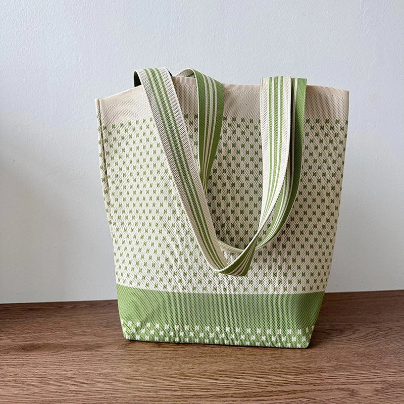 Women's Large Polyester Printing Classic Style Square Open Straw Bag