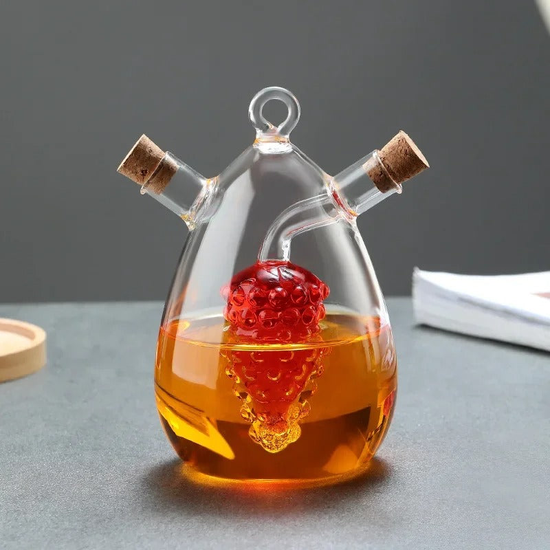2-IN-1 GLASS OIL POT DOUBLE SOY SAUCE & SEASONING BOTTLE VINEGAR STORAGE