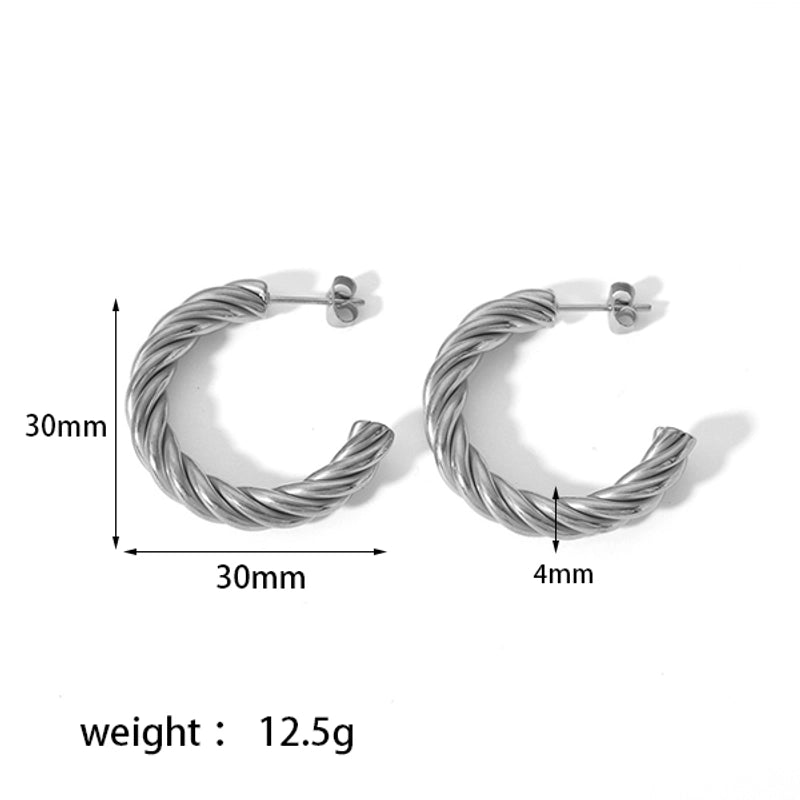 1 Pair Minimalist Circle Plating 304 Stainless Steel Hoop Earrings