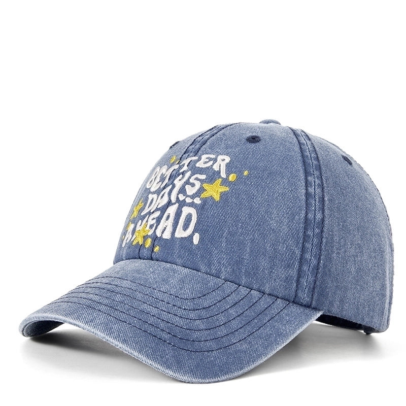 Unisex Minimalist Letter Star Embroidery Curved Eaves Baseball Cap