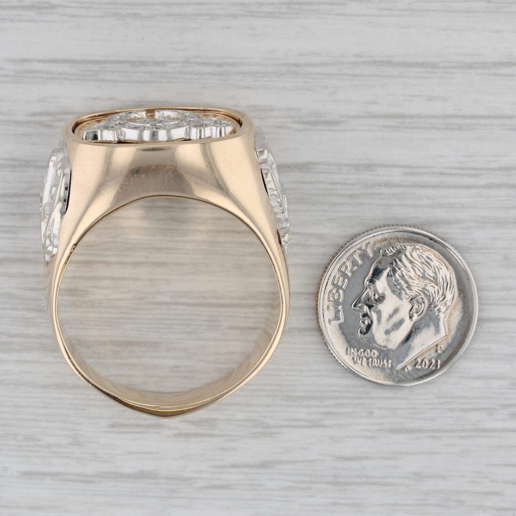 0.23ctw Diamond Shriners Signet Ring 14k Gold Masonic Scottish Rite Blue Lodge