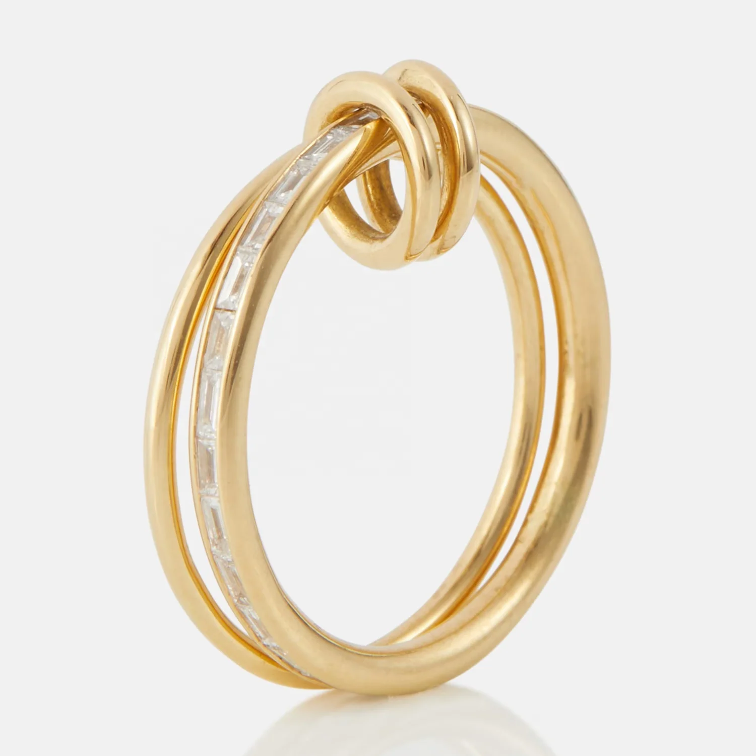 Jewelry 18k Gold Plated Baguette Linked Connected Ring for Women