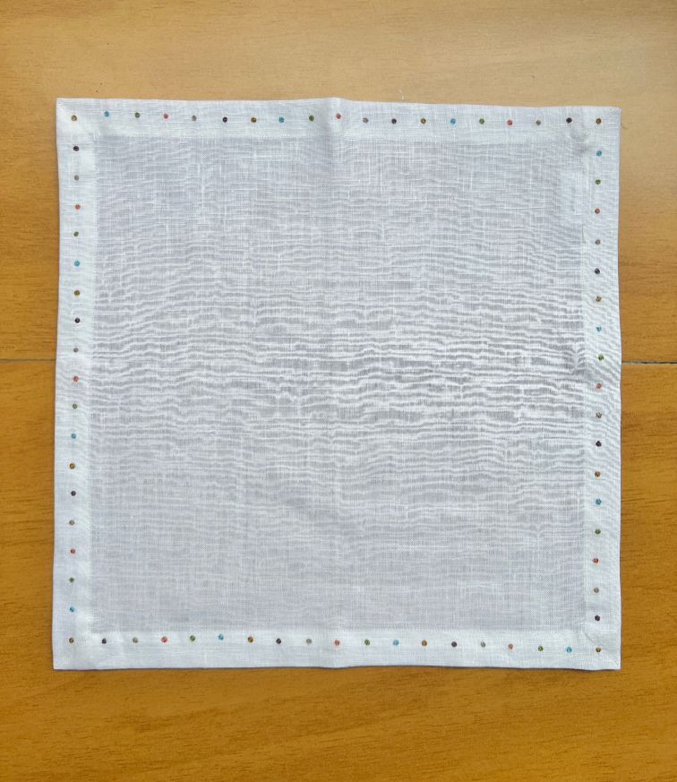 Linen Napkins With Multi-colored Polka Dots