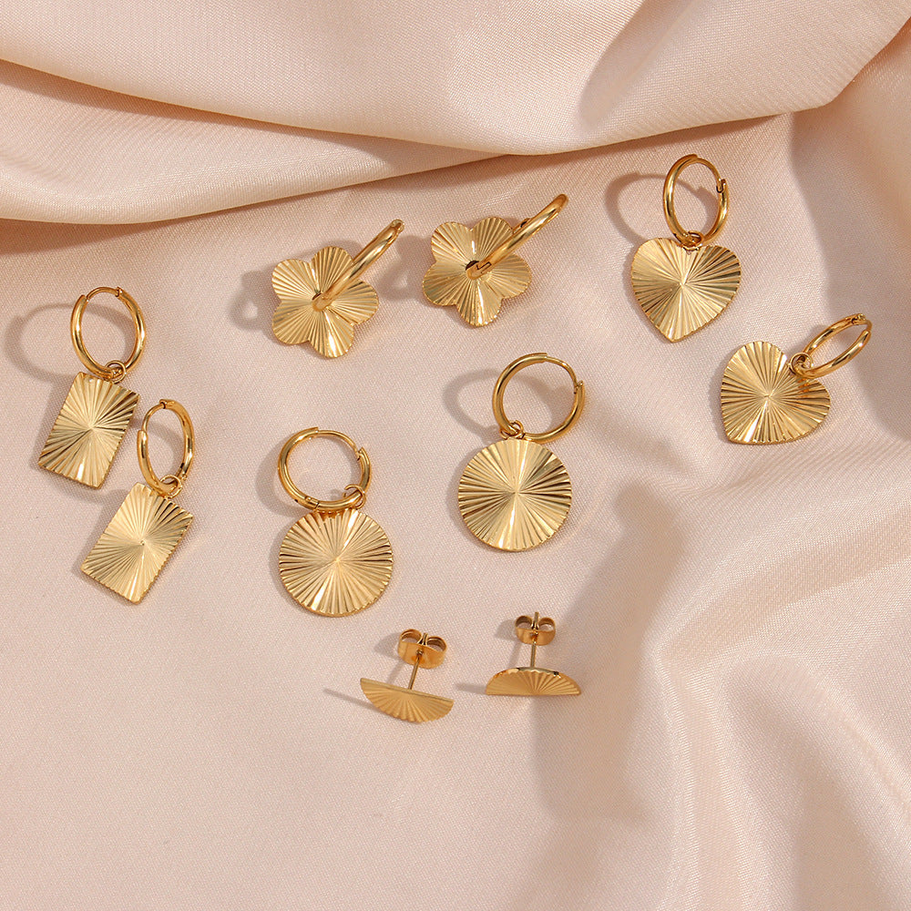 Fashion Quadrilateral Round Geometric Stainless Steel 18K Gold Plated Necklaces