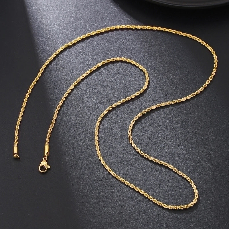 Vintage Style Solid Color Stainless Steel 14K Gold Plated Plating Pendant Necklace