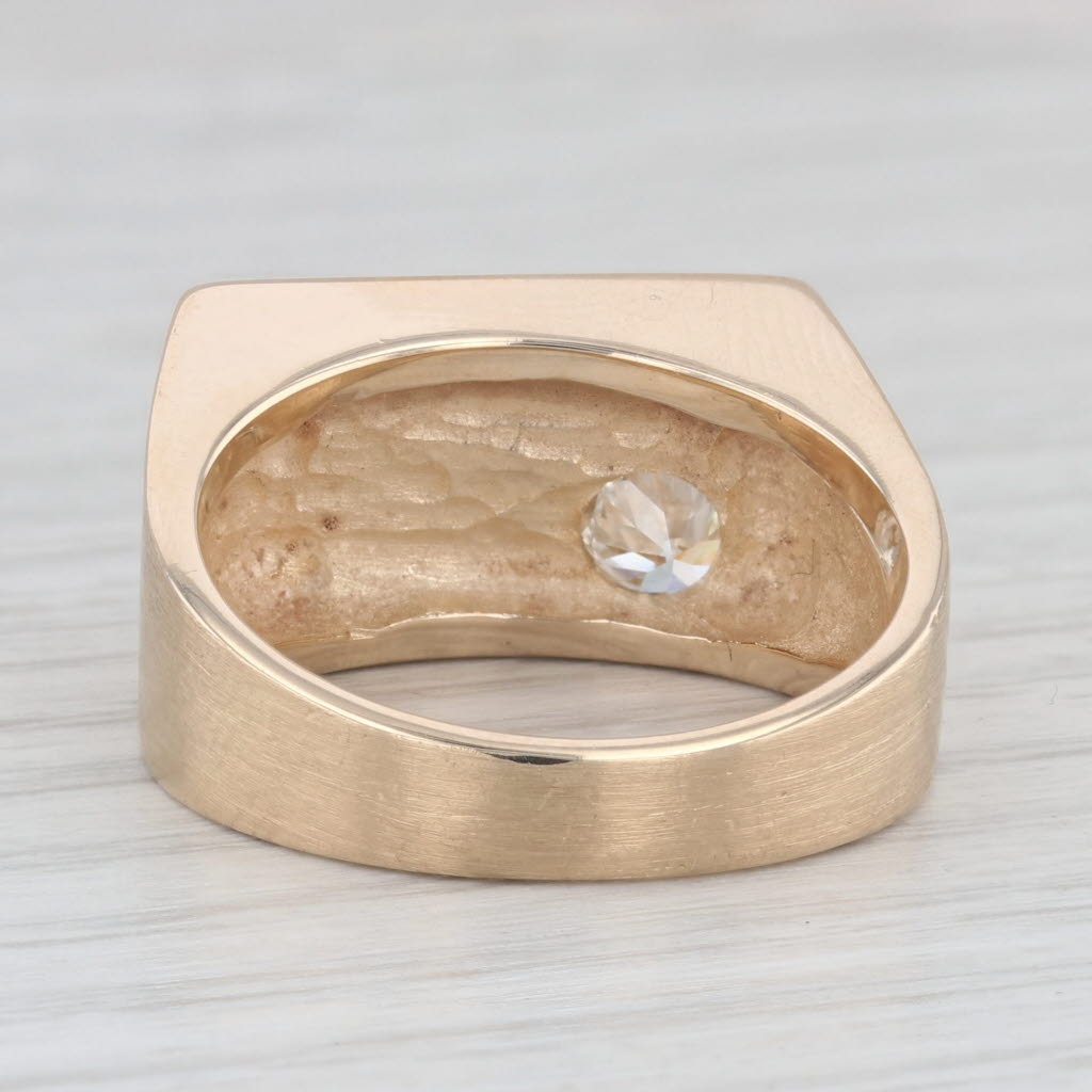 Men's Diamond Solitaire Nugget Ring 14k 18k Yellow Gold Size 10