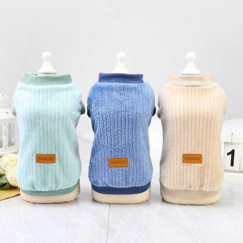 Pet Clothing Dog Clothes Autumn And Winter New Pet Clothes Two-Leg Fleece 21 Vertical Fleece Korean Style Fleece